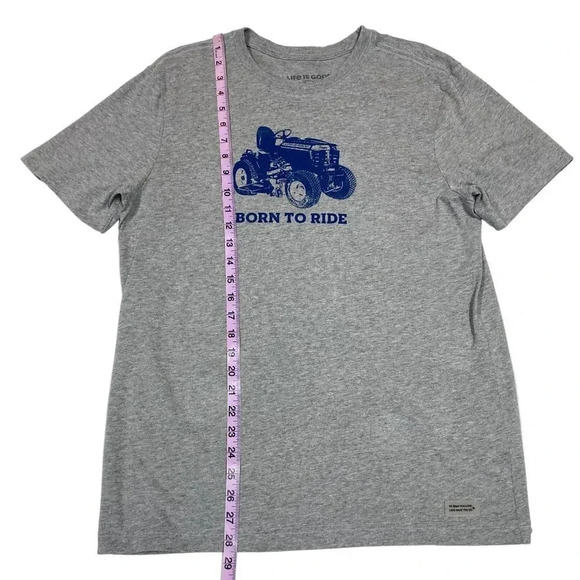 Life is Good Crusher Men's Gray T-Shirt Blue Tractor Born to Ride,‎ Medium - Picture 6 of 9
